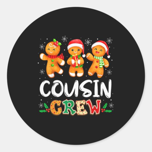 Cousin Crew Christmas Pajama Shirt Gingerbread Man Runder Aufkleber (Vorderseite)