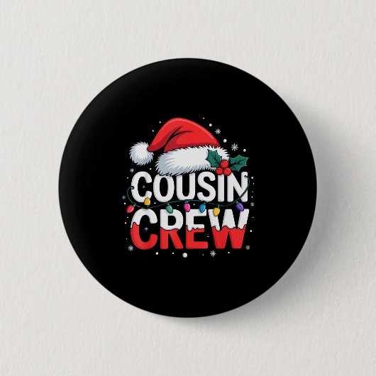 Cousin Crew Christmas Reindeer Antlers Hat Lights  Button (Vorderseite)