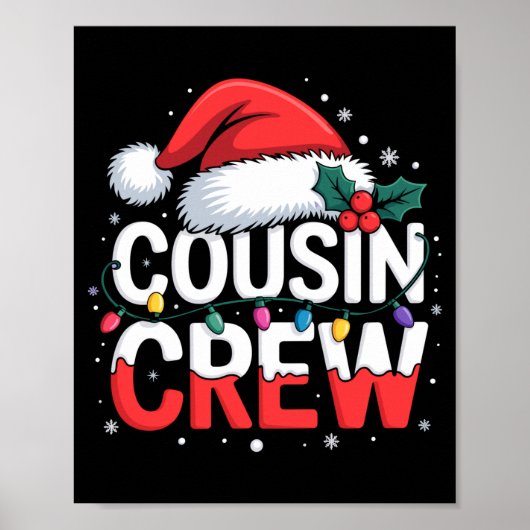 Cousin Crew Christmas Reindeer Antlers Hat Lights  Poster (Vorne)