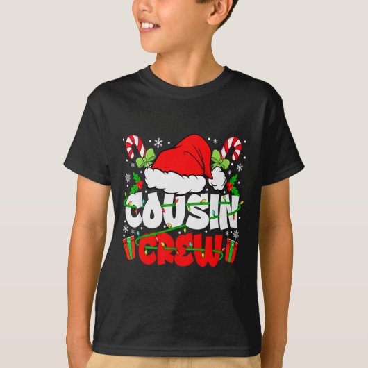 Cousin Crew Christmas Santa Hat Lights Xmas Men Bo T-Shirt (Vorderseite)