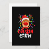 Cousin Crew Christmas Santa Hat Reindeer Matching  Einladung (Vorne/Hinten)