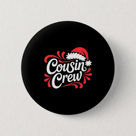 Cousin Crew Christmas Xmas Lights Family Matching Button (Vorderseite)