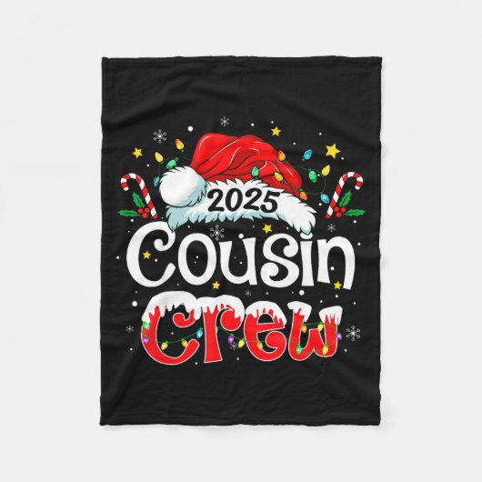 Cousin Crew Christmas Xmas Lights Family Matching Fleecedecke (Vorderseite)