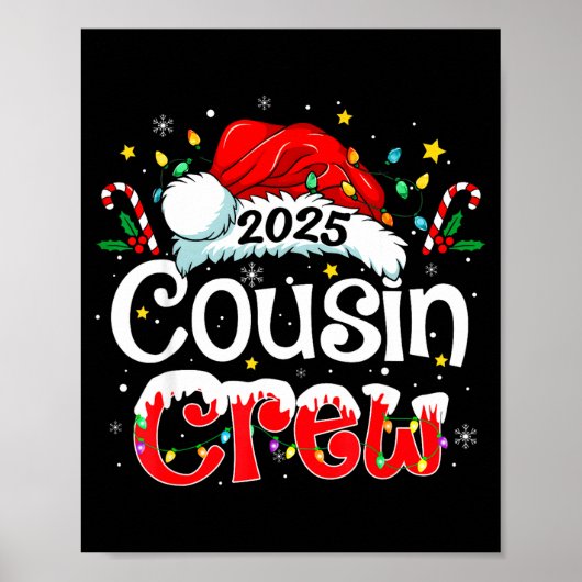 Cousin Crew Christmas Xmas Lights Family Matching  Poster (Vorne)
