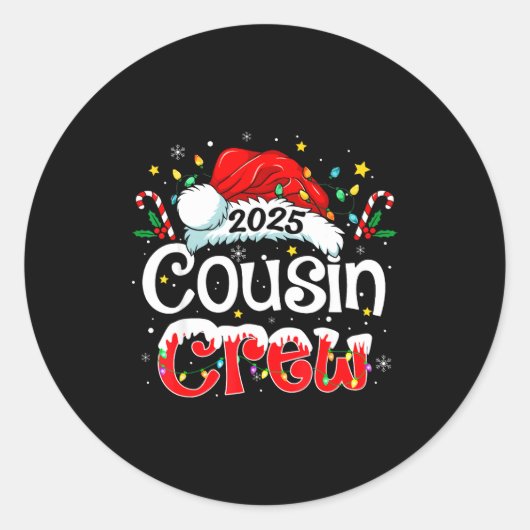 Cousin Crew Christmas Xmas Lights Family Matching Runder Aufkleber (Vorderseite)