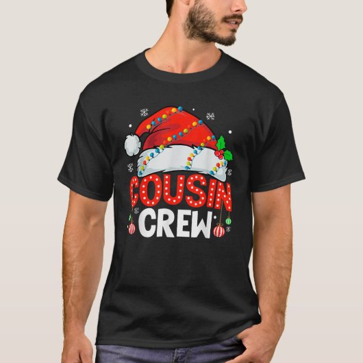 Cousin Crew Christmas Xmas Lights Family Matching  T-Shirt (Vorderseite)