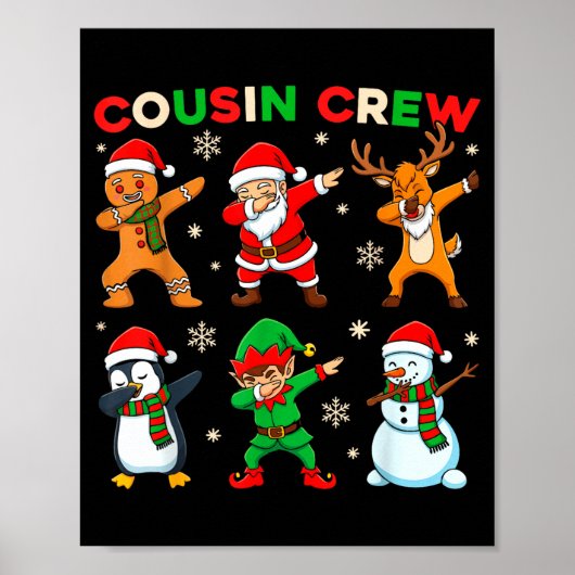 Cousin Crew Dabbing Weihnachtsmann Elf Freunde Wei Poster (Vorne)