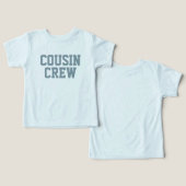Cousin Crew | Dusty Blue Kids Baby T - Shirt (Design Vorderseite & Rückseite)