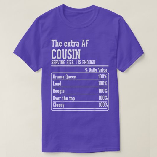 Cousin Crew Ernährung Fakten der Etra AF-Cousin T-Shirt (Design vorne)