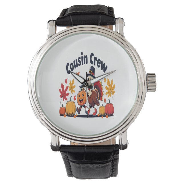 Cousin Crew Erntedank Pumpkin Armbanduhr (Vorderseite)