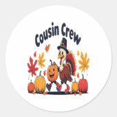 Cousin Crew Erntedank Pumpkin Runder Aufkleber (Vorderseite)