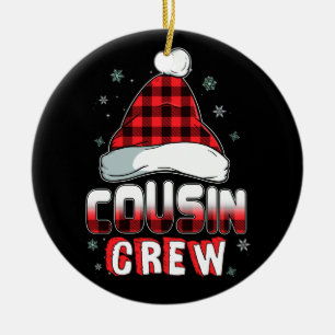 Cousin Crew Kariert Red Santas Hat Christmas Pajam Keramik Ornament