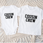 Cousin Crew Kinder Baby Strampler<br><div class="desc">Angepasstes, mit "Cousin Crew" personalisiertes Bekleidungsstück oder anderen benutzerdefinierten Text. Verwenden Sie die Entwurfswerkzeuge, um die Textfarben und Schriftart zu bearbeiten oder eigene Fotos hinzuzufügen, um ein benutzerdefiniertes T - Shirt-Design zu erstellen. Wählen Sie aus einer großen Auswahl an T - Shirt, Tanklappen und Sweatshirts für Damen, Herren, Kinder, Kleinkinder...</div>