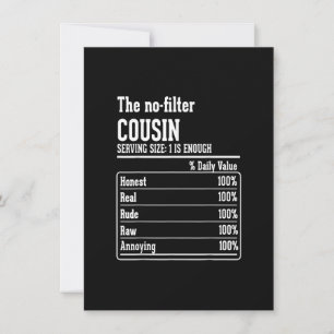 Cousin Crew Nährwertangaben Das Keine-Filter kein Einladung