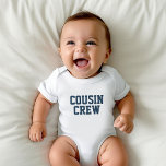 Cousin Crew | Navy Kids Baby Bodysuit Baby Strampler<br><div class="desc">Angepasstes, mit "Cousin Crew" personalisiertes Bekleidungsstück oder anderen benutzerdefinierten Text. Verwenden Sie die Entwurfswerkzeuge, um die Textfarben und Schriftart zu bearbeiten oder eigene Fotos hinzuzufügen, um ein benutzerdefiniertes T - Shirt-Design zu erstellen. Wählen Sie aus einer großen Auswahl an T - Shirt, Tanklappen und Sweatshirts für Damen, Herren, Kinder, Kleinkinder...</div>