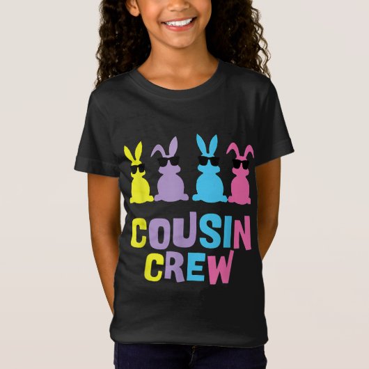 Cousin Crew Osterbrunnes farbenfrohe Kaninchen T-Shirt (Vorderseite)