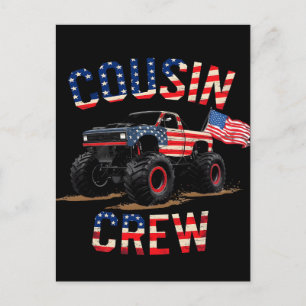 Cousin Crew Patriotischer Monstertruck Fourth July Postkarte