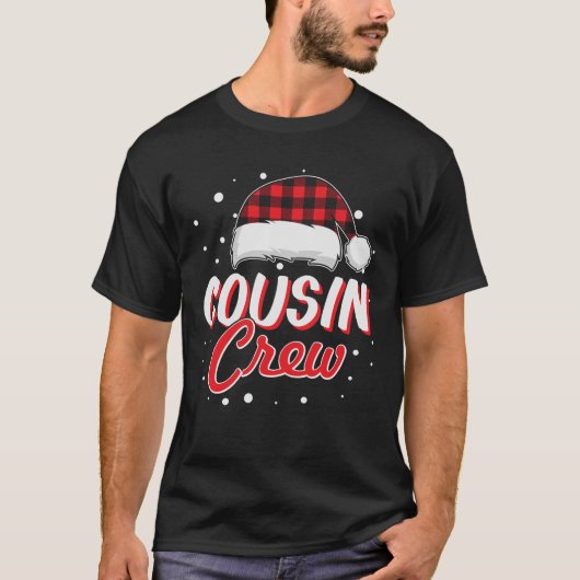 Cousin Crew Rote Karierte Weihnachtsmannmütze Weih T-Shirt (Vorderseite)