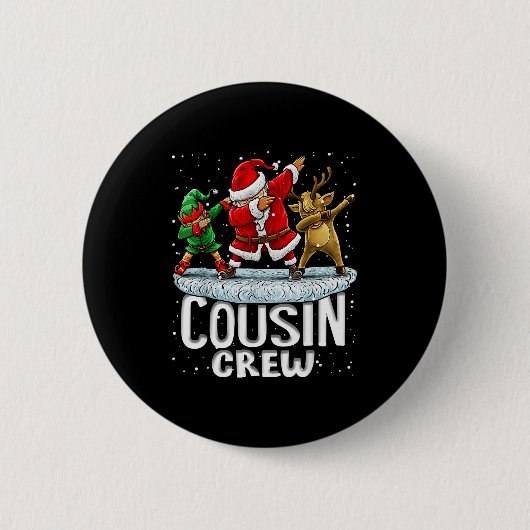 Cousin Crew Santa Elf Dabbing Matching Family Chri Button (Vorderseite)