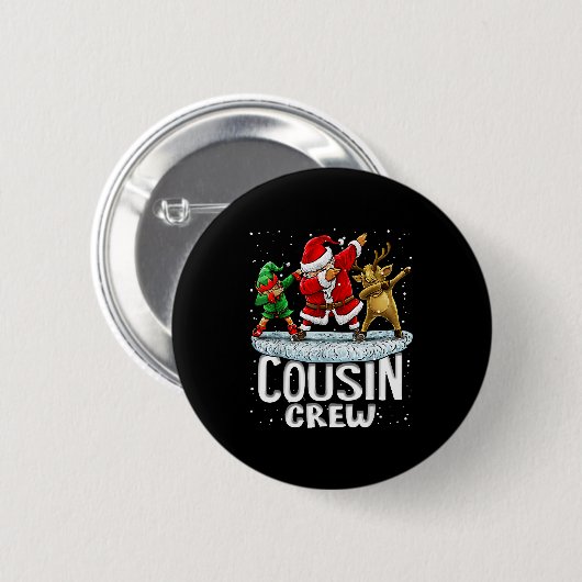 Cousin Crew Santa Elf Dabbing Matching Family Chri Button (Vorne & Hinten)
