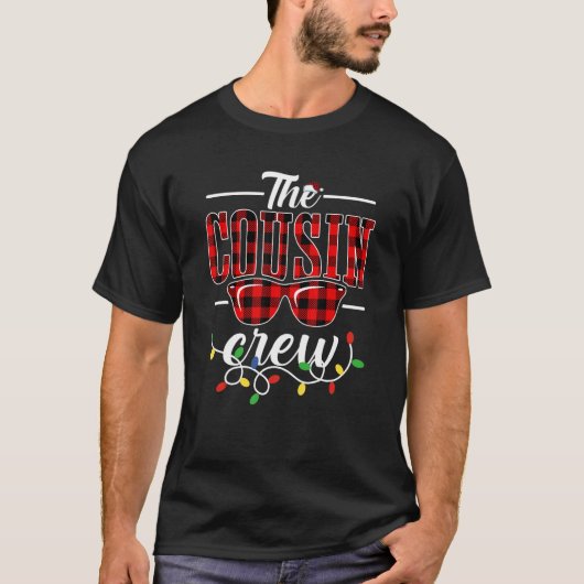 Cousin Crew Santa Red Plaid Xmas Christmas Pajama T-Shirt (Vorderseite)