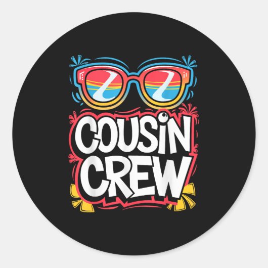 Cousin Crew Shirt Erwachsene Kinder Matching Cousi Runder Aufkleber (Vorderseite)