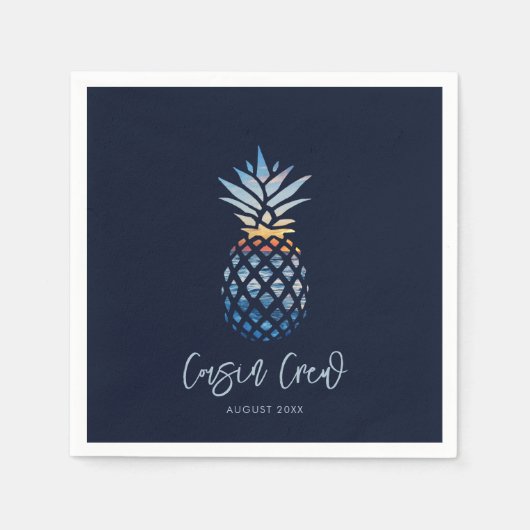Cousin Crew Sunset Beach Ananas Family Wiedersehen Serviette (Vorderseite)