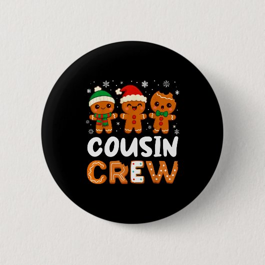 Cousin Crew Weihnachten 2025 Cookie Kinder Junge M Button (Vorderseite)