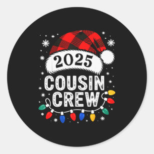 Cousin Crew Weihnachten 2025 Santa Kinder Familien Runder Aufkleber