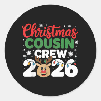 Cousin Crew Weihnachten 2026 Xmas Familie passend Runder Aufkleber