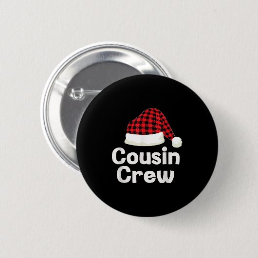 Cousin Crew Weihnachten Weihnachtsmannmütze Matchi Button (Vorne & Hinten)