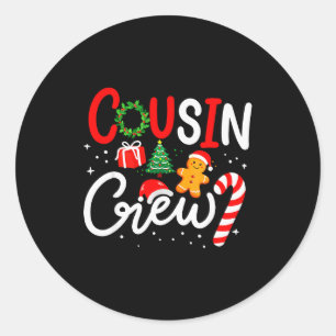 Cousin Crew Weihnachten Xmas Familie passende Pyja Runder Aufkleber