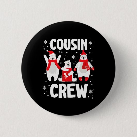 Cousin Crew Weihnachts-PJs - Familie Eisbär Button (Vorderseite)