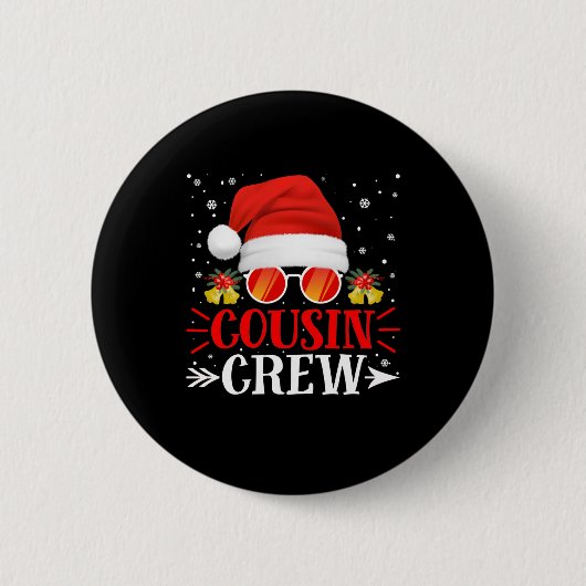 Cousin Crew Weihnachtsfamilie Matching Pajama Button (Vorderseite)