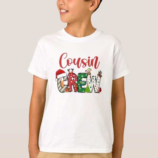 Cousin Crew Weihnachtsfamilien Pyjama Vor und zurü T-Shirt (Vorderseite)