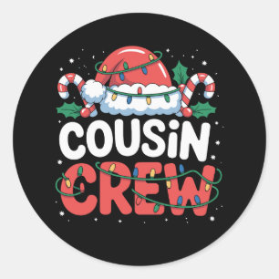 Cousin Crew Weihnachtsmannmütze Familie Feiertag Runder Aufkleber