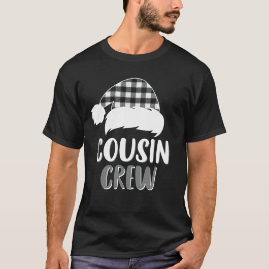 Cousin Crew Weiße Karierte Weihnachtsmannmütze, pa T-Shirt (Vorderseite)