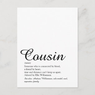Cousin-Definition Elegantes Skript Postkarte