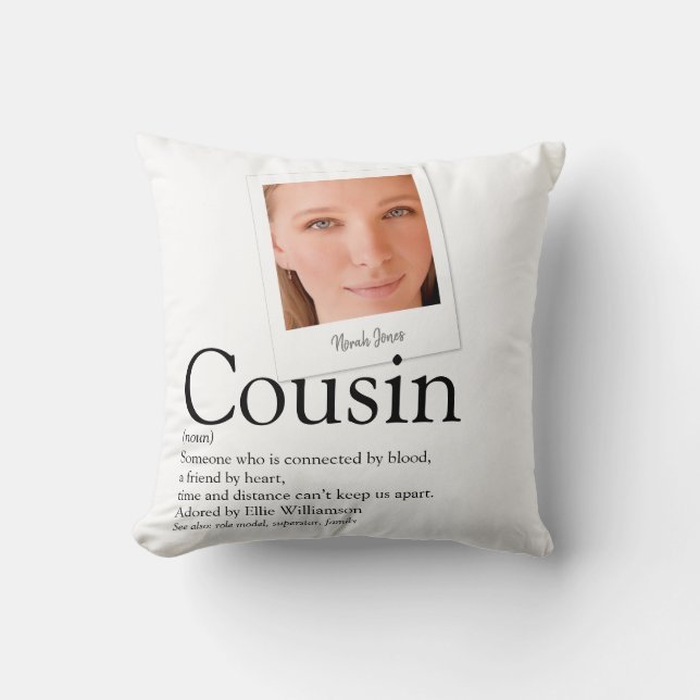 Cousin Definition Modernes Foto Kissen (Vorderseite)