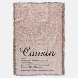 Cousin Definition Script Rose Gold Glitzer Decke