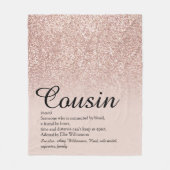 Cousin Definition Script Rose Gold Glitzer Fleecedecke (Vorderseite)