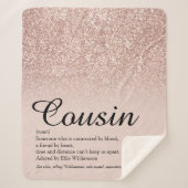 Cousin Definition Script Rose Gold Glitzer Sherpadecke (Vorderseite)