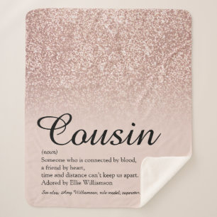 Cousin Definition Script Rose Gold Glitzer Sherpadecke