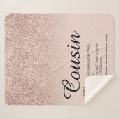 Cousin Definition Script Rose Gold Glitzer Sherpadecke (Vorderseite (Horizontal))