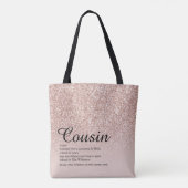 Cousin Definition Script Rose Gold Glitzer Tasche (Rückseite)