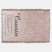 Cousin-Definition Script Roségold Glitter Decke (Vorderseite)