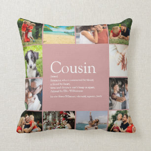 Cousin-Definitions-Foto-Collage Dusty Rose Pink Kissen