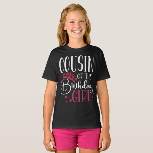 Cousin der Geburtsmädchenfamilie Custom Matching T-Shirt (Vorne ganz)