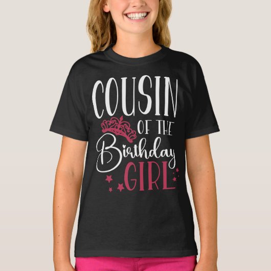 Cousin der Geburtsmädchenfamilie Custom Matching T-Shirt (Vorderseite)