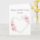 Cousin der Mutter Rosa Blume Herz Karte (Gelbe Blume)